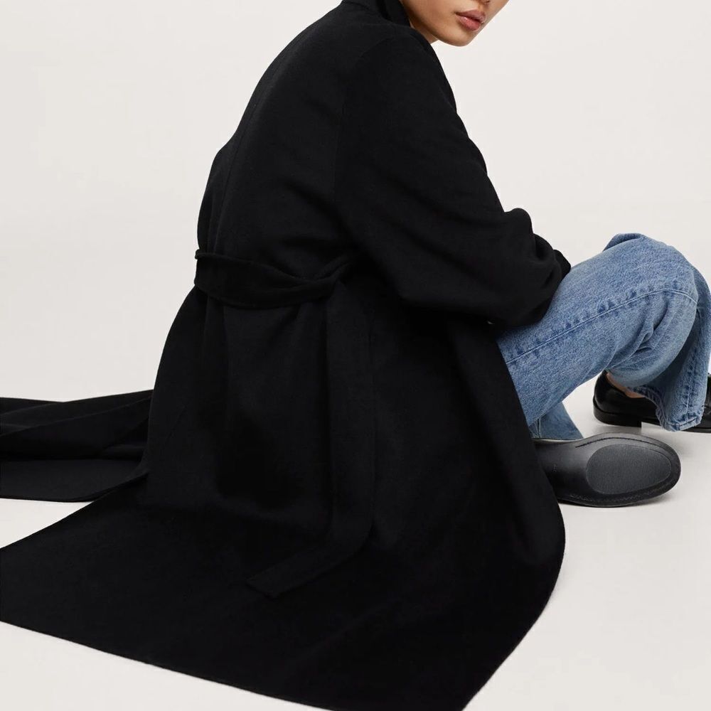 Mango Handmade Wool Blend Coat Black New - Picture 5 of 11